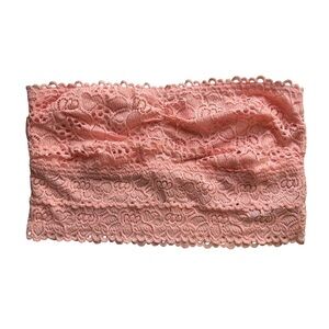Aerie Blush Pink Lace Strapless Bandeau Size L Loungewear Stretch Festival
